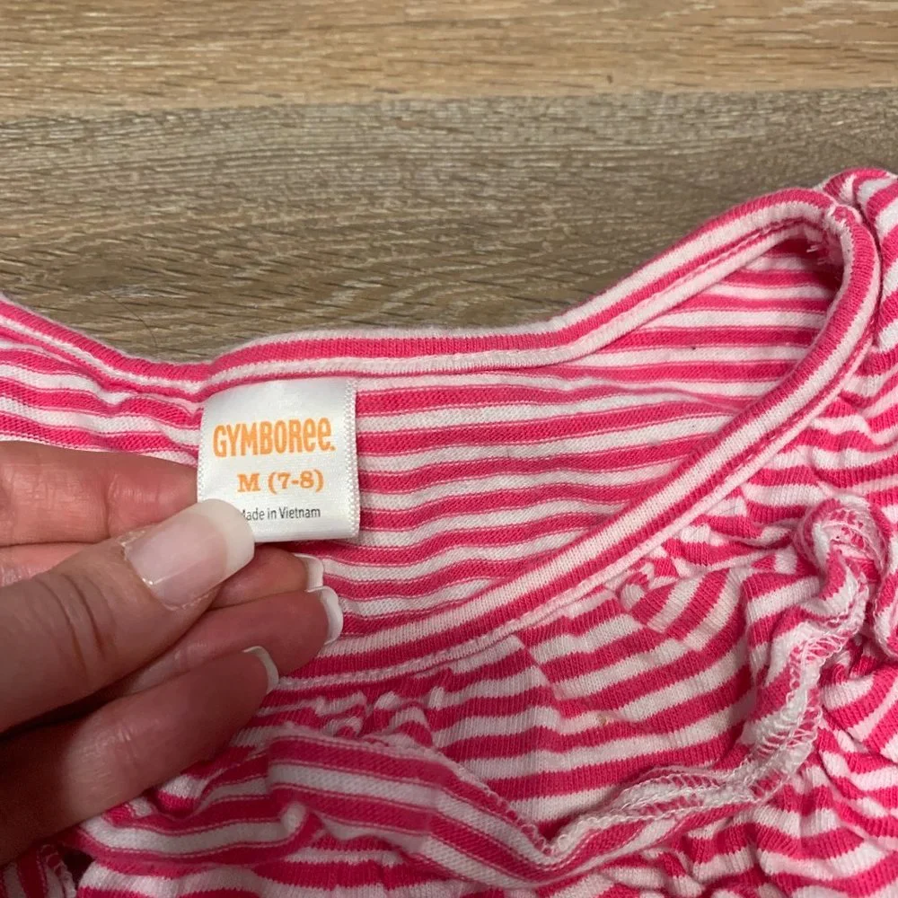 Gymboree 100% Cotton Tank Top Pink & White Stripe Girls M Like New!
